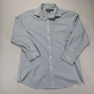 Lauren Ralph Lauren Green Label Slim Fit Non Iron Dress Shirt Blue Check 32/33